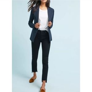 AG Adriano Goldschmied Black Stevie Ankle Slim Straight Raw Step Hem